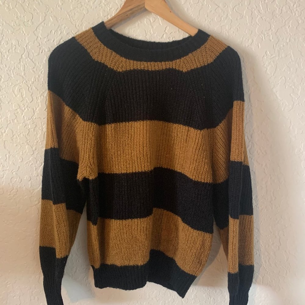 yellow and black striped sweater